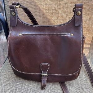 Patricia Nash London Saddle Bag Crossbody CHOCOLATE Dark Brown EUC